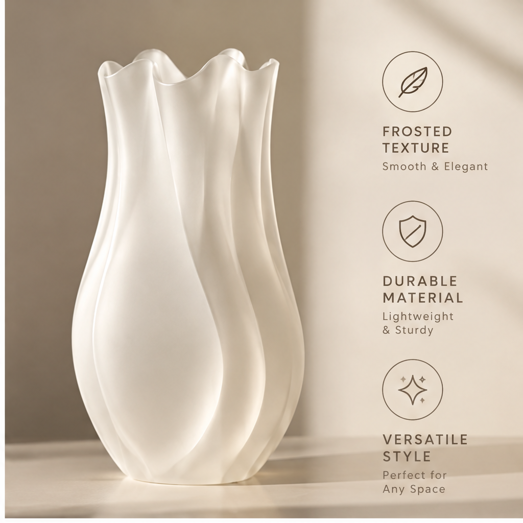 PULMORY petal wave frosted vase pair frosted texture durable material
