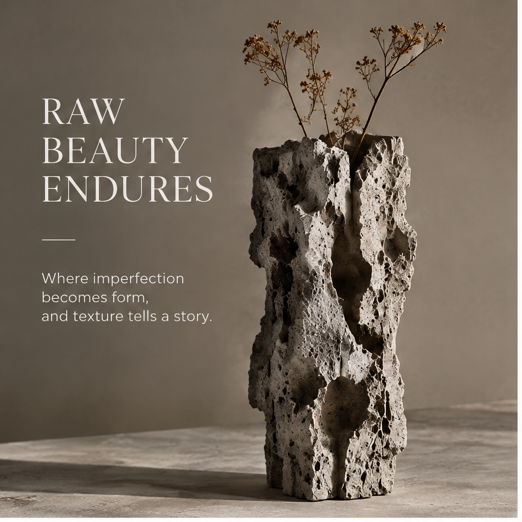 PULMORY raw lava stone vase raw beauty endures imperfection becomes form