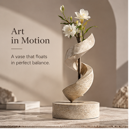 PULMORY spiral stone texture vase brings life to your space lifestyle on marble desk
