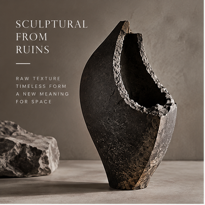 PULMORY black ruins form vase solid foundation weighted base stability detail