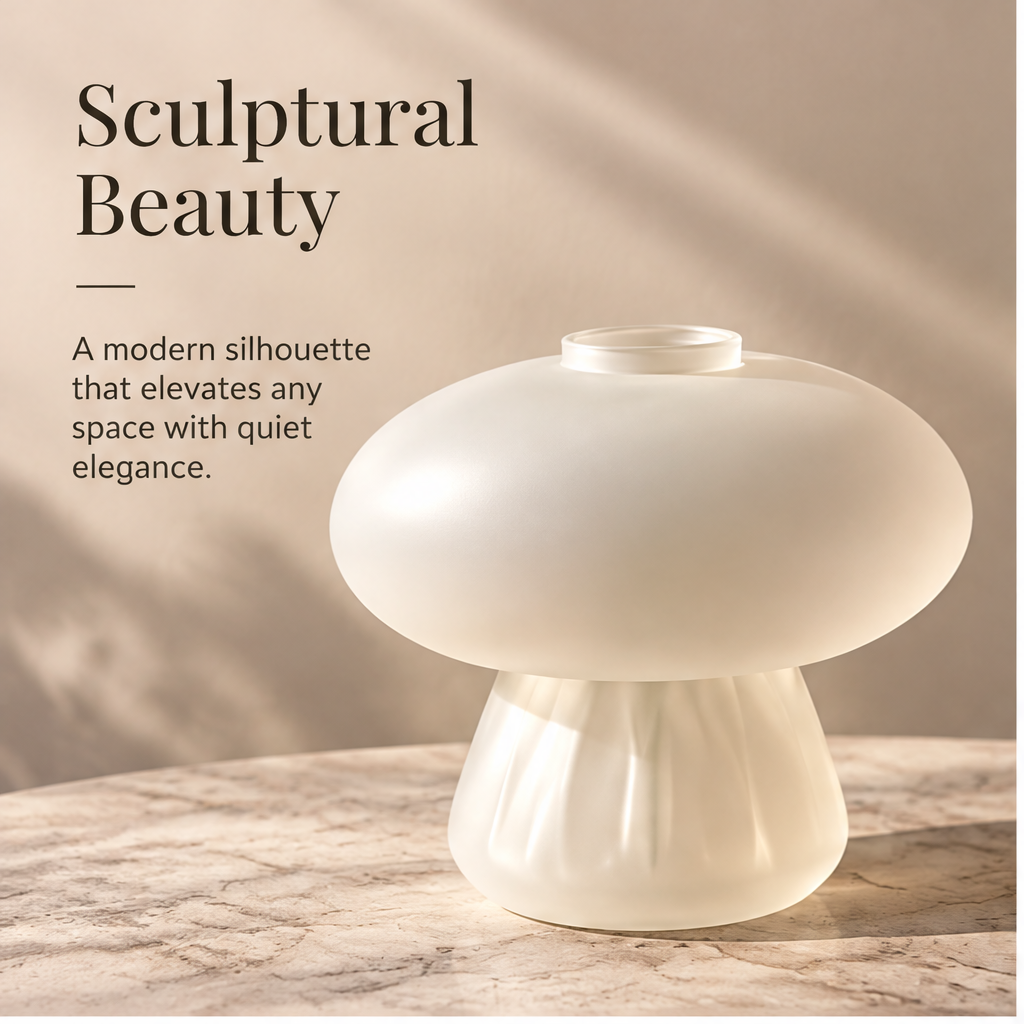 PULMORY mushroom frosted vase sculptural beauty on marble