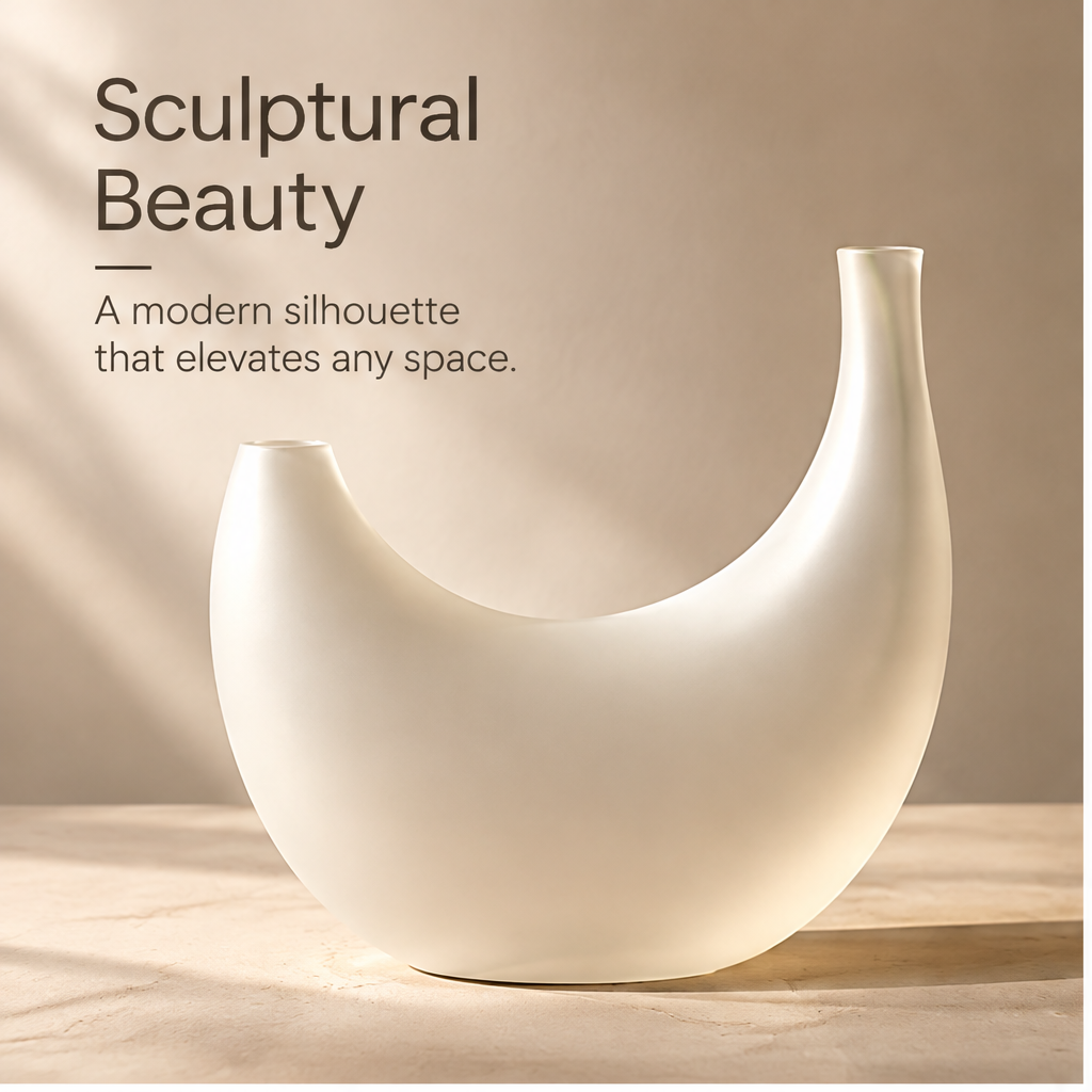 PULMORY crescent frosted vase sculptural beauty pair