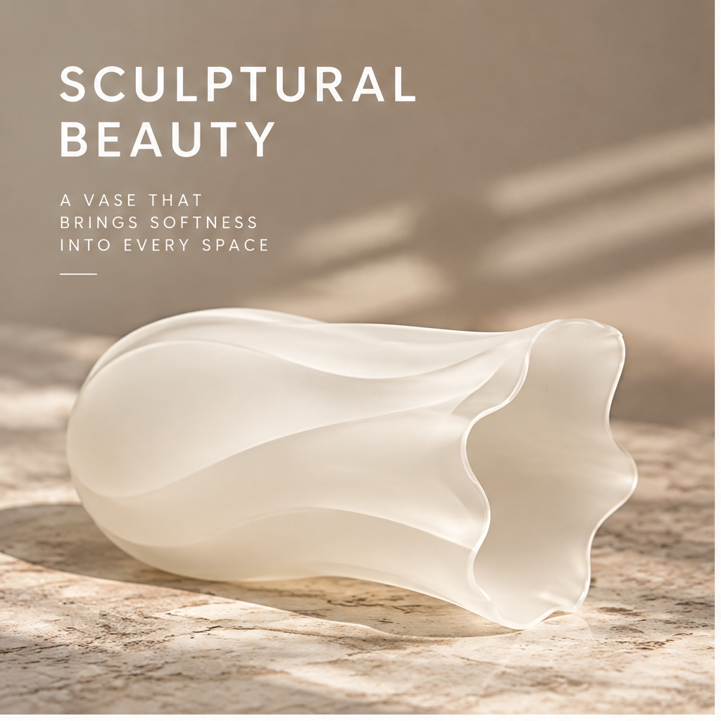 PULMORY petal wave frosted vase sculptural beauty lying flat