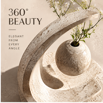 PULMORY crescent arch levitating vase 360 degree beauty aerial close up view