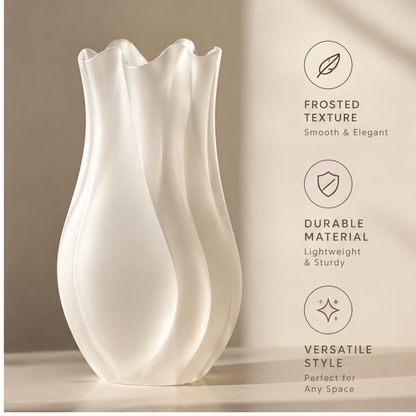 PULMORY petal wave frosted vase pair frosted texture durable material