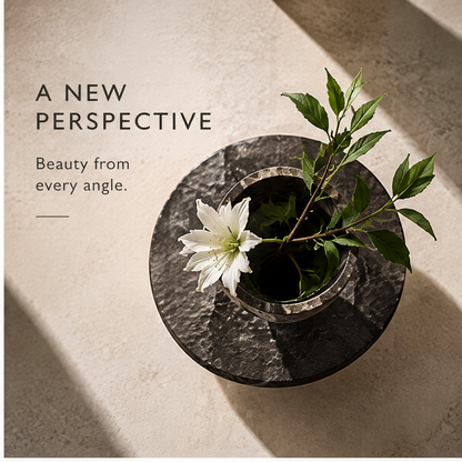 PULMORY magnetic levitating vase top view new perspective rock texture base