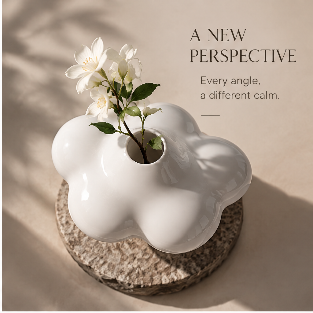 PULMORY cloud shape levitating vase a new perspective top view on stone base