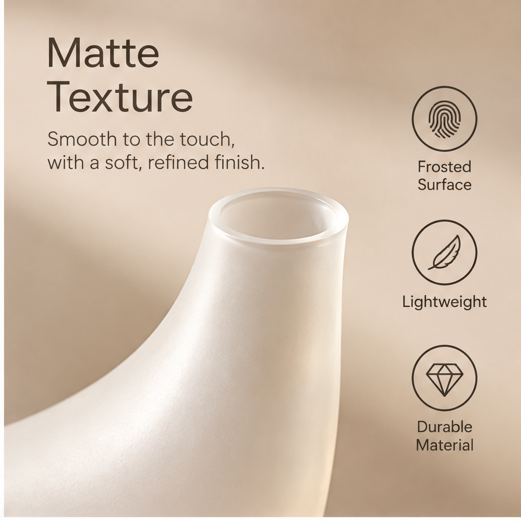 PULMORY crescent frosted vase matte texture neck detail