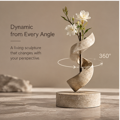 PULMORY spiral stone texture vase refined details natural stone texture closeup