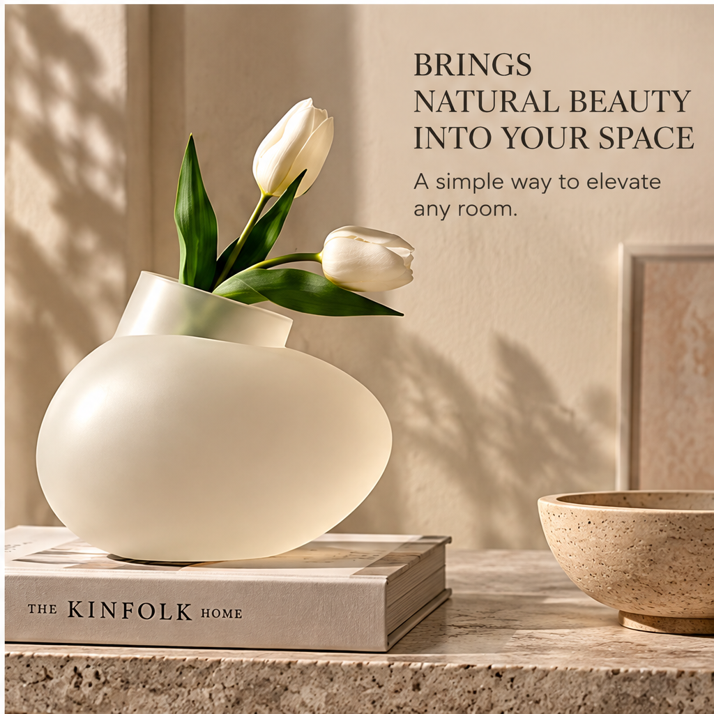 PULMORY oval frosted vase stable base detail