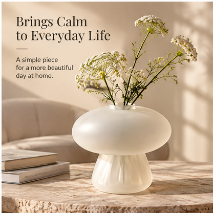 PULMORY mushroom vase lifestyle with wildflowers on marble table