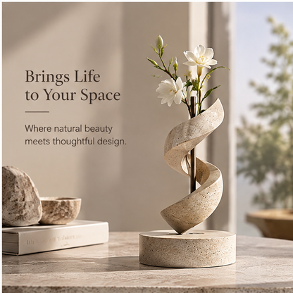PULMORY spiral stone texture vase dynamic from every angle 360 degree rotation