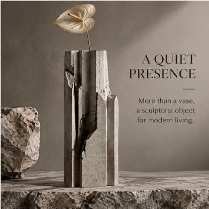 PULMORY concrete column vase function in form horizontal view circular opening