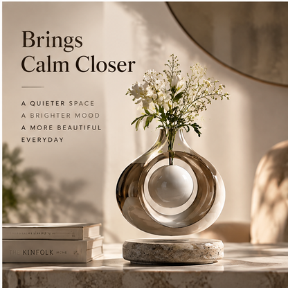 PULMORY glass ring levitating vase brings calm closer lifestyle on desk